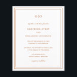 Papier Citrouille classique Orange Budget Faire-part de m<br><div class="desc">Style classique tonalité terre tout en un faire-part de mariage budget dans une couleur terre cuite / rouille / orange avec un design simple et minimal avec votre monogramme en haut et vos détails de l'événement entouré d'une double bordure. Les fontes alternent entre un script élégant, une fonte serif traditionnelle...</div>