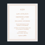 Papier Citrouille classique Orange Budget Faire-part de m<br><div class="desc">Style classique tonalité terre tout en un faire-part de mariage budget dans une couleur terre cuite / rouille / orange avec un design simple et minimal avec votre monogramme en haut et vos détails de l'événement entouré d'une double bordure. Les fontes alternent entre un script élégant, une fonte serif traditionnelle...</div>