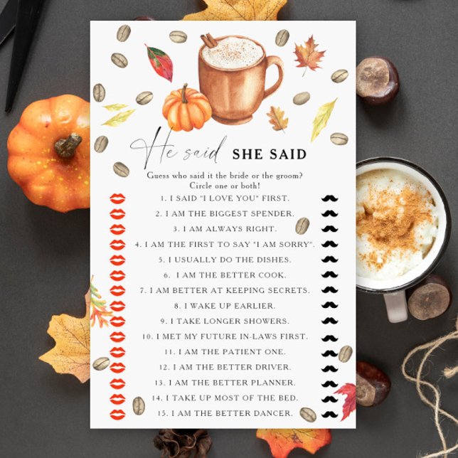 Papier Citrouille Coffee douche nuptiale Il dit qu'elle d (Créateur téléchargé)