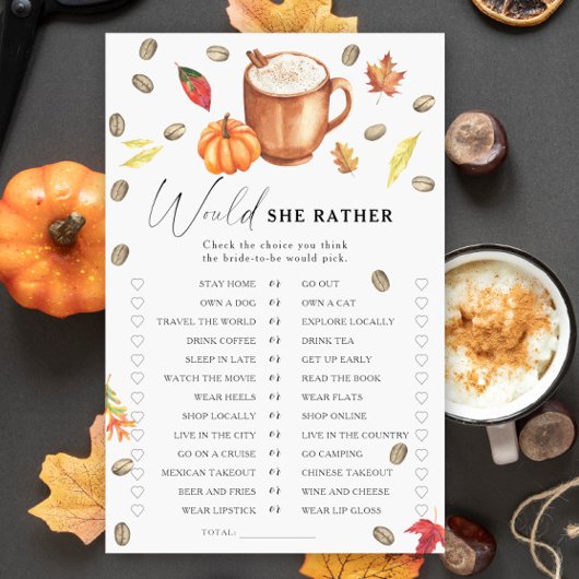 Papier Citrouille Coffee douche nuptiale Voudrait-elle pl