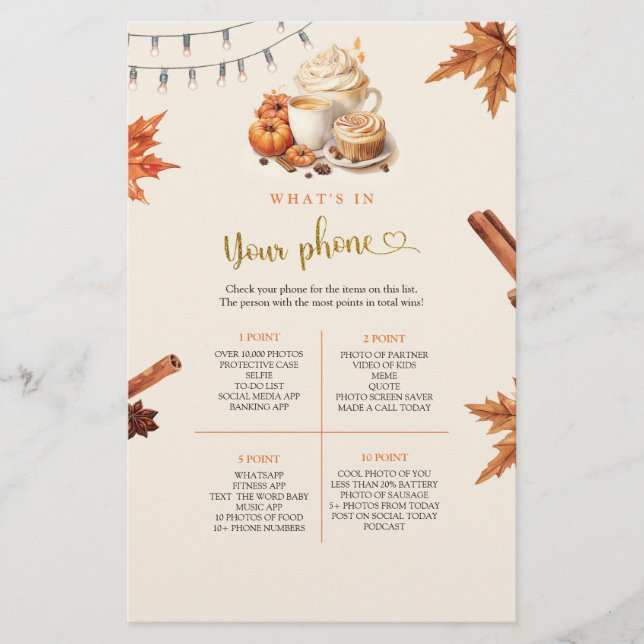 Papier Citrouille d'automne Ce qui est dans votre jeu de  (Devant)