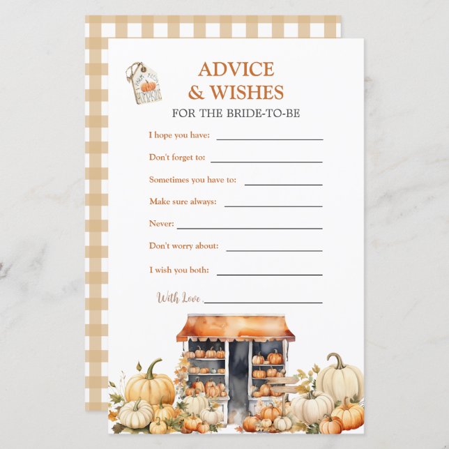 Papier Citrouille d'automne Elle est hors du marché Conse (Devant / Derrière)