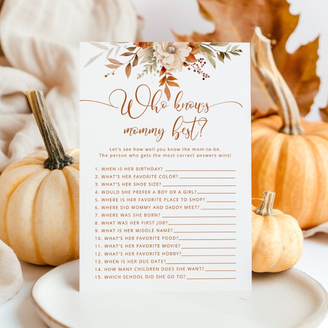 Papier Citrouille d'automne Qui connaît maman meilleur je (Créateur téléchargé)