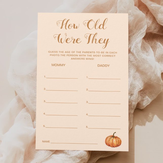 Papier Citrouille de l'automne Baby shower Devinez le jeu (Créateur téléchargé)
