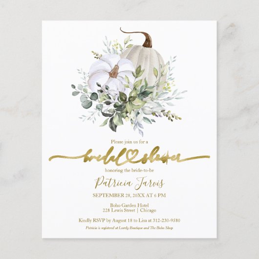 Papier Citrouille de verdure automne nuptiale de douche I (Devant)