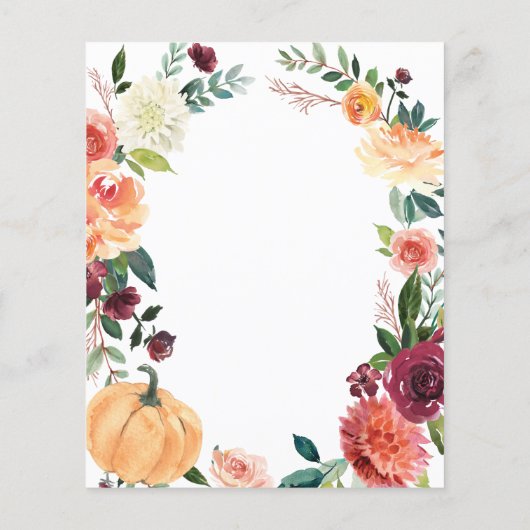 Papier Citrouille Elegant Automne Floral Mariage Enclôtur (Dos)