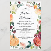 Papier Citrouille Élégant Automne Floral Mariage Programm (Devant)