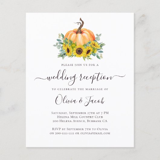 Papier Citrouille Eucalyptus Réception de mariage Invitat (Devant)