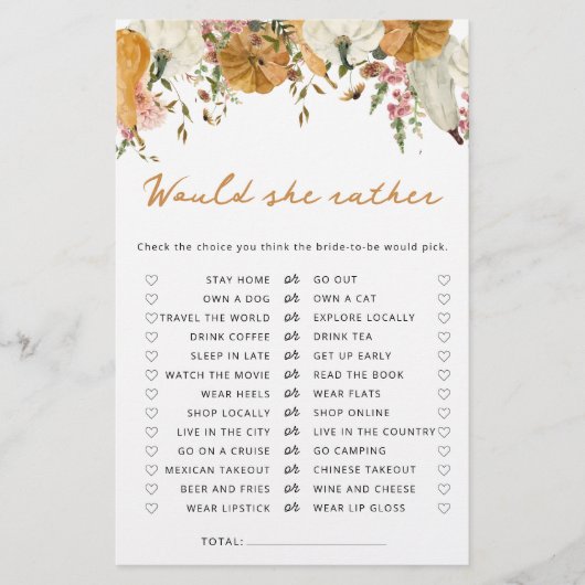 Papier Citrouille Fall Voudrait Elle Plutôt Fête des mari (Devant)