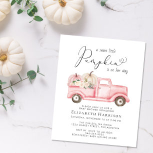 Papier Citrouille Floral Camion bébé fille douche Invitat