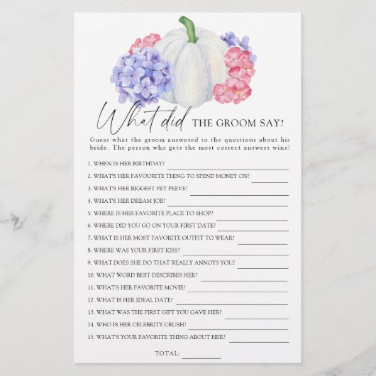 Papier Citrouille - Qu'est-ce que le marié a dit le jeu d (Devant)