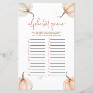 Papier Citrouille rose Automne Baby shower Alphabet Jeu