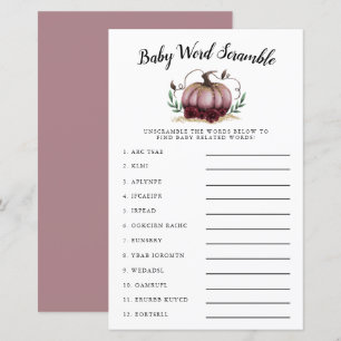 Papier Citrouille rose Bébé Mot Scramble Jeu