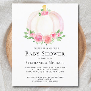 Papier Citrouille rose budget Couples Baby shower Invitat