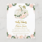 Papier Citrouille rose Floral Baby shower Budget Invitati (Devant)