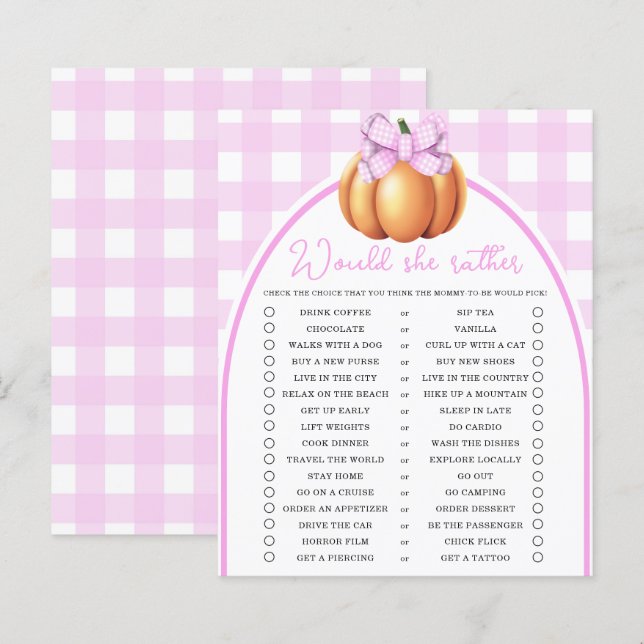 Papier Citrouille rose ruban Plutôt jeu (Devant / Derrière)