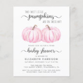 Papier Citrouille Rose Twin Baby Girls Douche Invitation (Devant)
