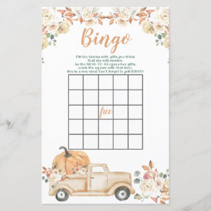 Papier Citrouille Rustic Truck Baby shower Bingo Jeu