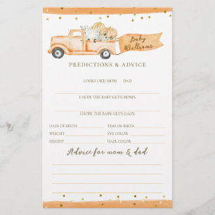 Papier Citrouille Truck Modern Automne Baby shower Jeu