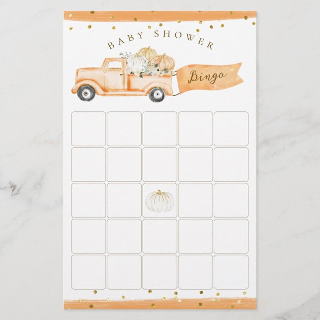 Papier Citrouille Truck Modern Automne Baby shower Jeu (Devant)