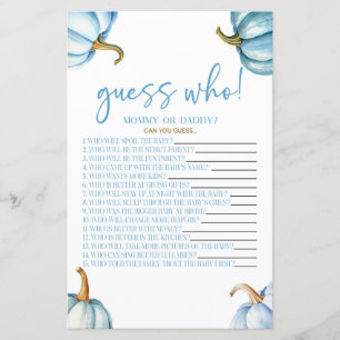 Papier Citrouilles bleus Devinez qui Baby shower jeu