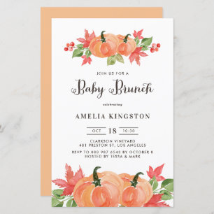Papier Citrouilles d'aquarelle automne Bébé Brunch Invita