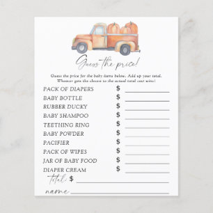 Papier Citrouilles de camion - Devinez le prix Jeu