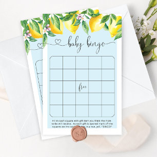 Papier Citrus bleu citron baby shower jeu de bingo