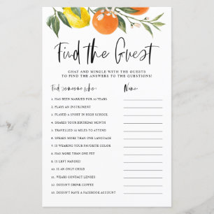 Papier Citrus Botanical Trouver Guest Shower Game Card