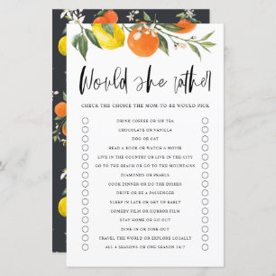 Papier Citrus Botanique Voudrait-Elle Plutôt Baby shower 