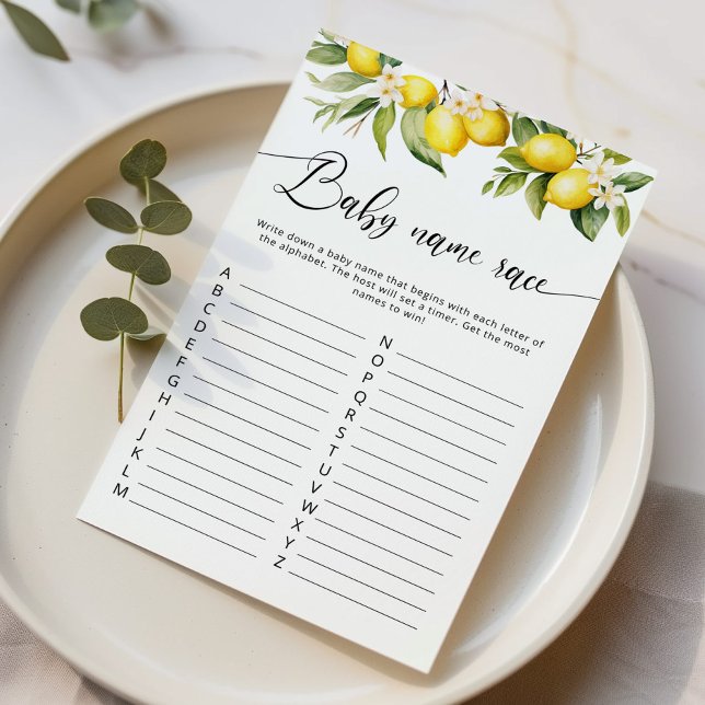 Papier Citrus citron bébé nom race baby shower jeu (Créateur téléchargé)