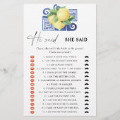 Papier Citrus citron - Il a dit qu'elle a dit jeu de douc (Devant)