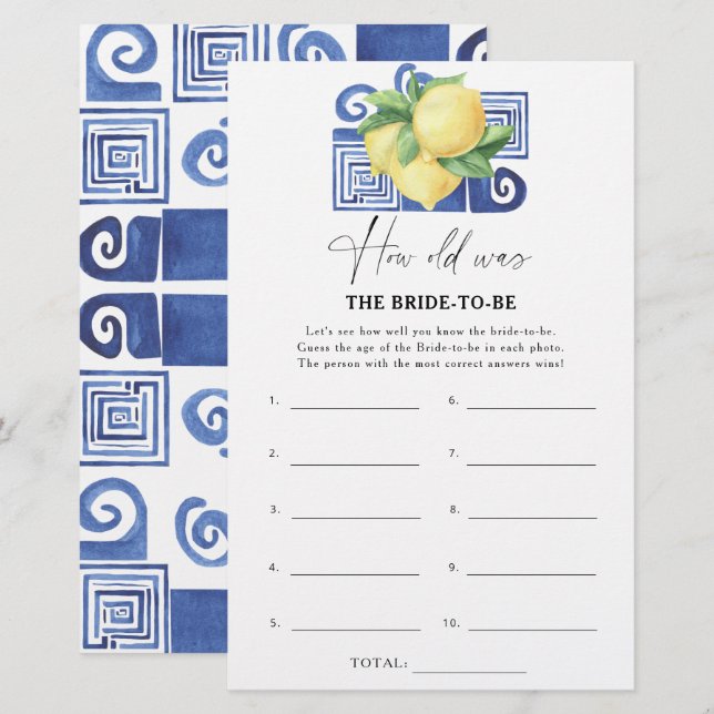 Papier Citrus citron - Quel âge la mariée avait-elle pour (Devant / Derrière)