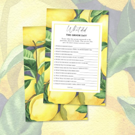 Papier Citrus citron - Qu'est-ce que le marié a dit jeu d