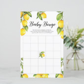Papier Citrus Citrons Baby shower Bingo (Debout devant)
