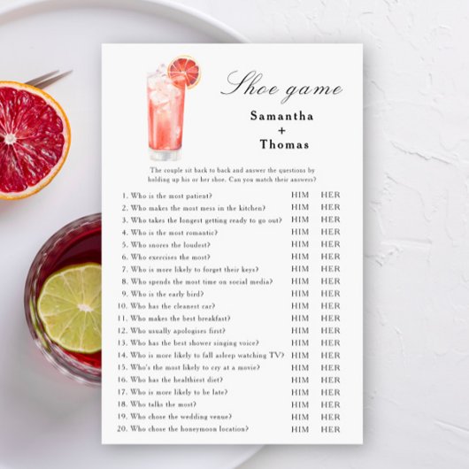Papier Citrus Cocktail Bridal shower Shoe game