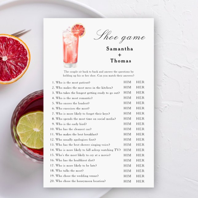 Papier Citrus Cocktail Bridal shower Shoe game (Créateur téléchargé)