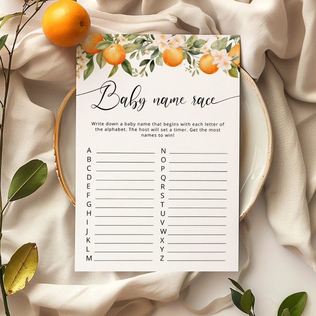 Papier Citrus cutie nom de bébé race jeu de baby shower (Créateur téléchargé)