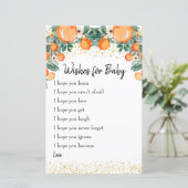 Papier Citrus d'été Orange Voeux pour Baby Card (Debout devant)