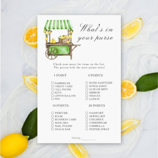 Papier Citrus lemon - What's in your purse game