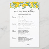 Papier Citrus Lemon What's On Your Phone Bridal Game (Devant)