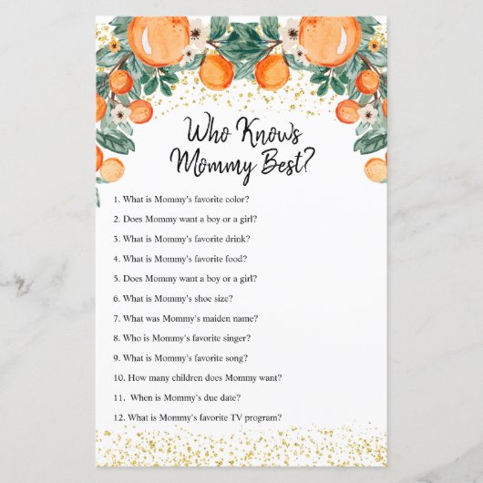 Papier Citrus orange été qui connaît maman meilleur jeu (Devant)