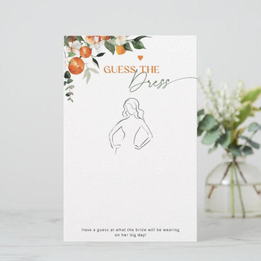 Papier Citrus thème Devinez la robe jeu de douche nuptial (Debout devant)