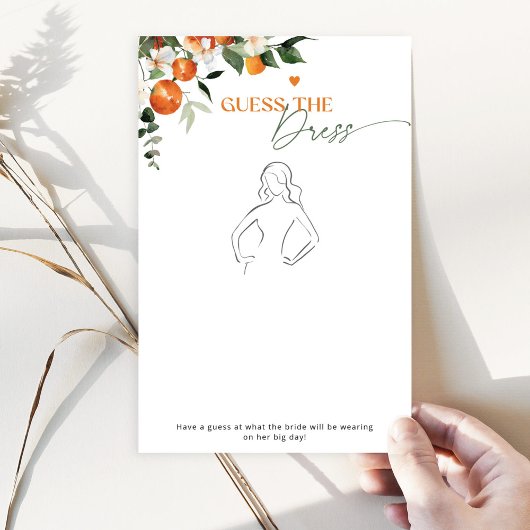 Papier Citrus thème Devinez la robe jeu de douche nuptial