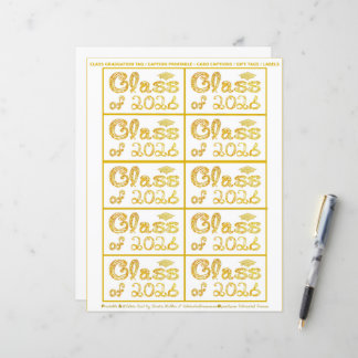 Papier Class of 2026 Graduation Gold Tag Captions Paper