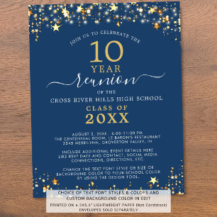 Papier Classe Budget Réunion Blue Gold Stars Invitation