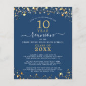 Papier Classe Budget Réunion Blue Gold Stars Invitation (Devant)