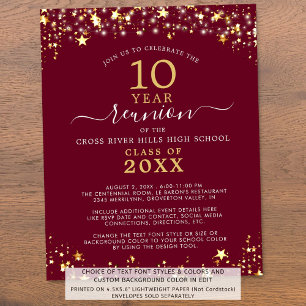 Papier Classe Budget Réunion Maroon Gold Stars Invitation