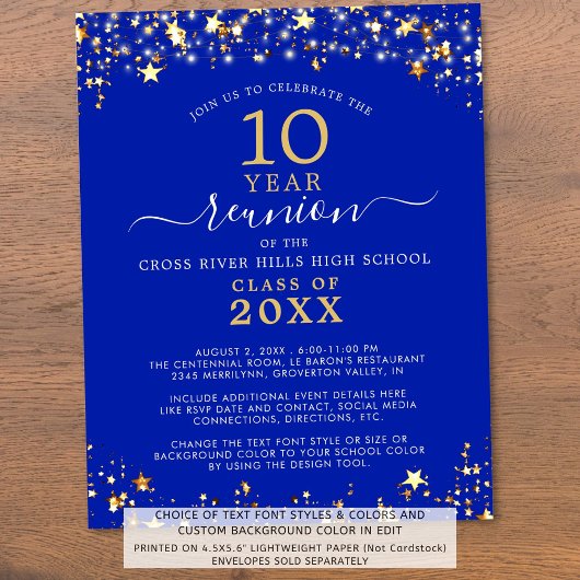 Papier Classe Budget Réunion Royal Blue Gold Invitation