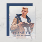 Papier Classe de 2022 2-Photo Graduation Merci bleu (Devant / Derrière)